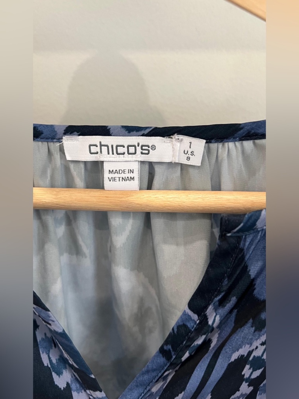 Chico's Blue pleated Top Blouse - Picture 4 of 4